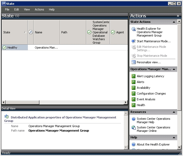 Example of state view of distributed application