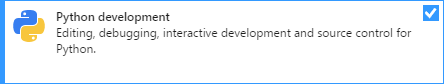 Python development workload in the Visual Studio installer