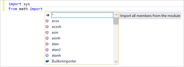 IntellSense showing module members