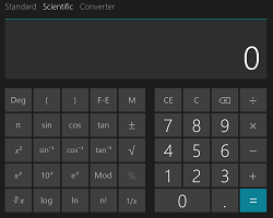 Flat navigation example: Scientific calculator page