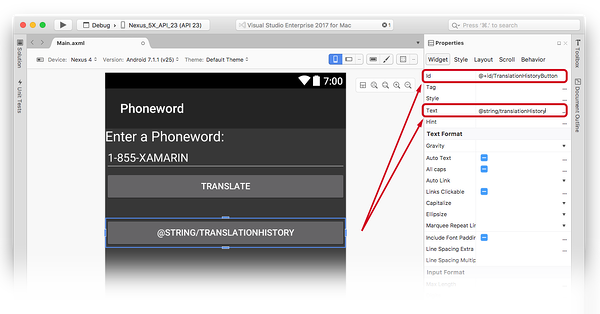 Set the translation history button text