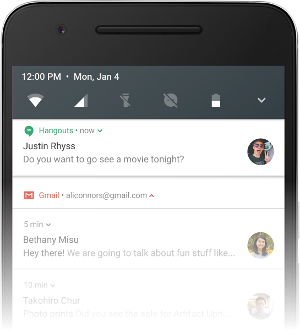 Screenshot example of bundled notifications