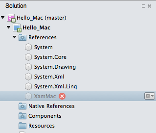 It will initially show a broken- XamMac reference similar to this screenshot