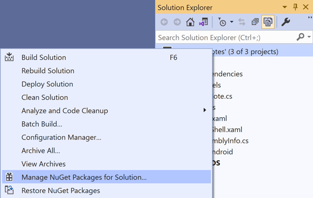 Manage NuGet Packages