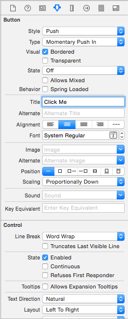 Setting the button attributes