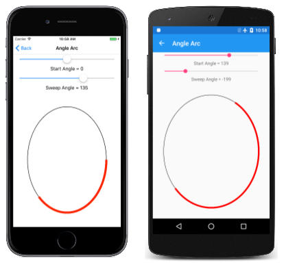 Triple screenshot of the Angle Arc page