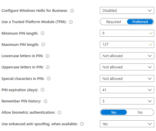 Windows Hello for Business in Microsoft Intune.