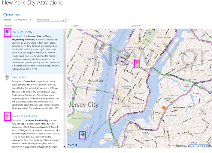 Different colors of pushpins in a map view