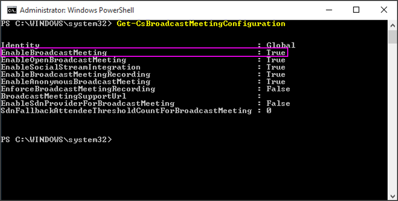 Skype Meeting Broadcast Enable Organization Cmdlet.