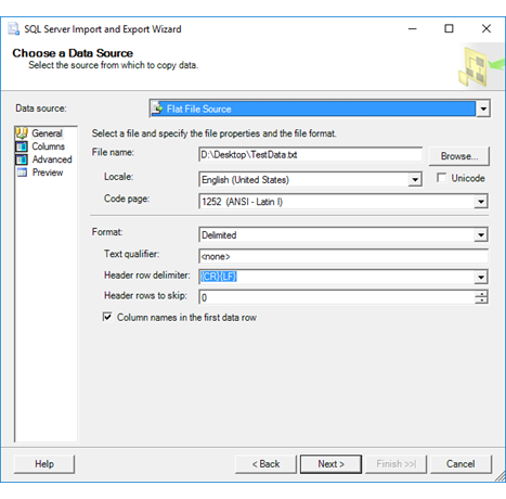 Flat file connection general