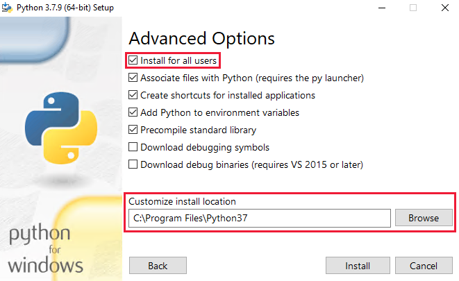 Python 3.7 installation - Install for all users