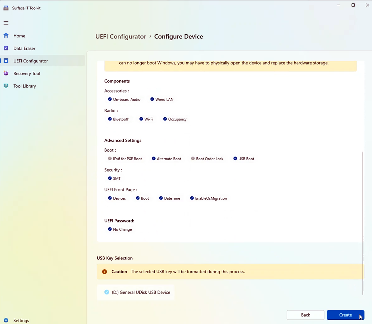 Screenshot that shows creation of SEMM package for Surface Hub 2S.