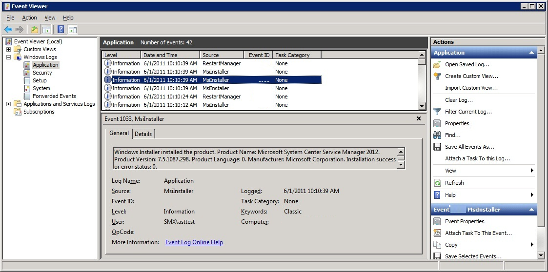 Screenshot showing the Command Line Install Event Log.