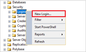 Screenshot showing the New login account.