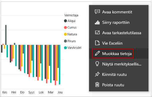 Muokkaustiedot-vaihtoehdon näyttökuva.