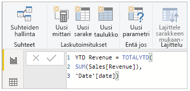 DAX-kaava, jossa on ALT-Enter-näppäinyhdistelmällä tehtyjä ylimääräisiä rivinvaihtoja.