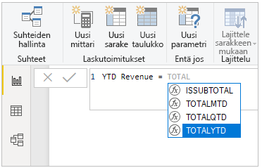 Näyttökuva kirjoitetusta DAX-funktiosta.