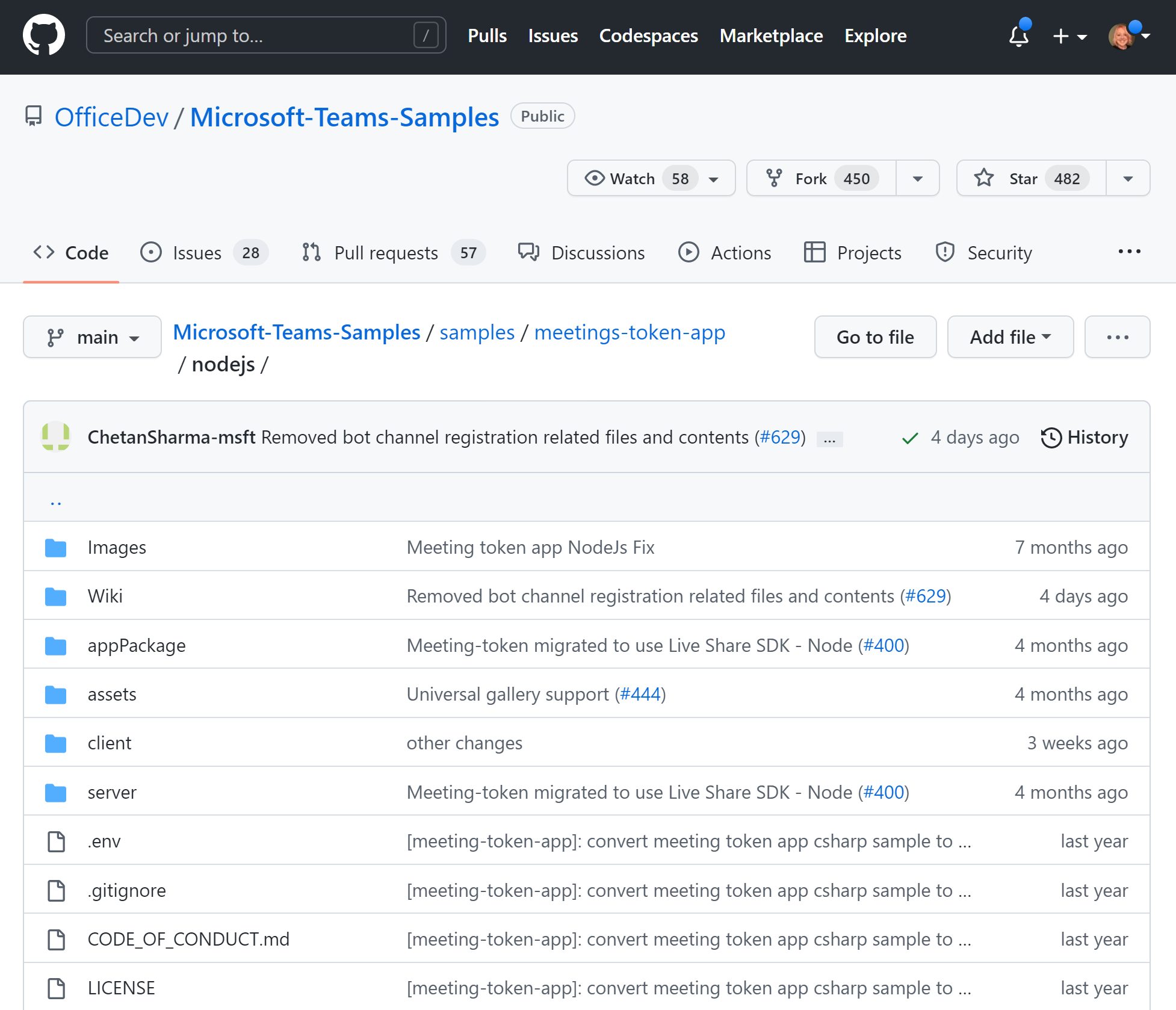 Näyttökuva Kokousten tunnus -sovelluksesta GitHub-koodisäilöstä Teamsille