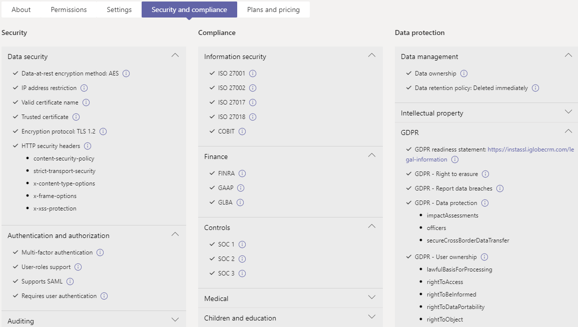  Screenshot of Teams admin center security and compliance tab.