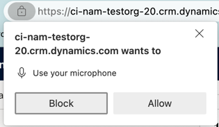 Screenshot that shows the Allow option to enable your microphone in Microsoft Edge.