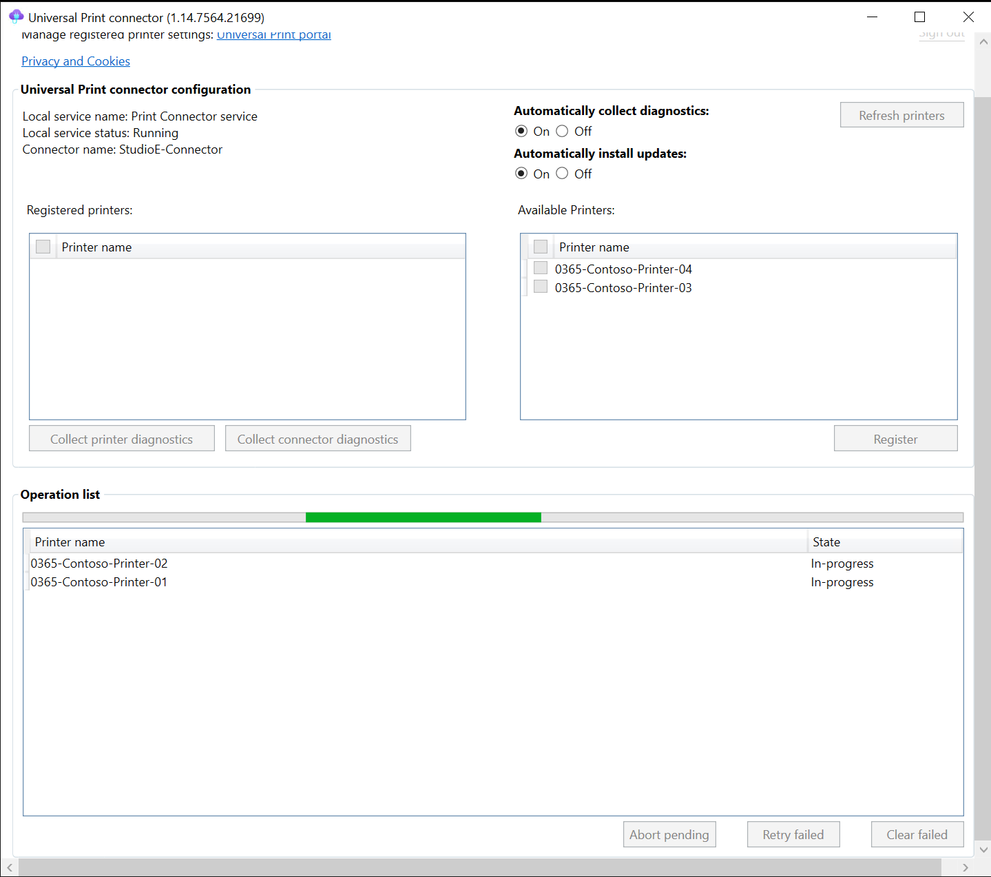 Registration progress