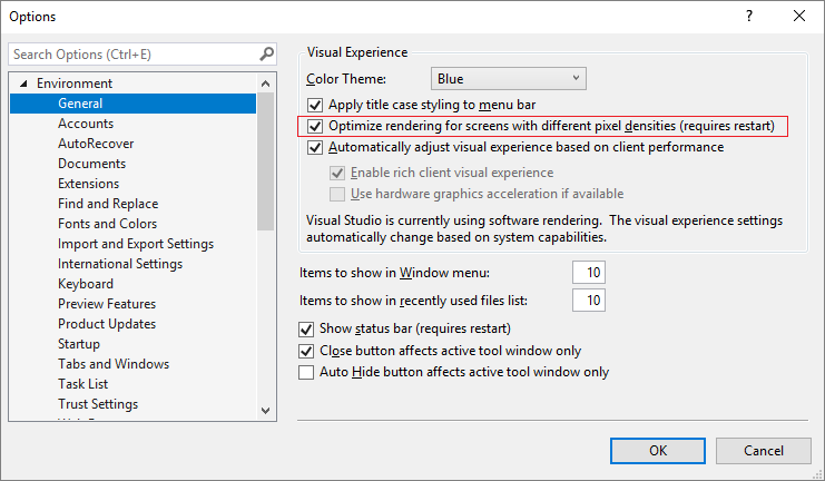 Per-monitor aware (PMA) rendering in Visual Studio 2019