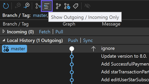 Show outgoing / incoming only toolbar button