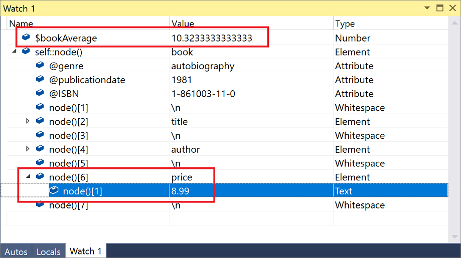 Watch window during XSLT debugging in Visual Studio