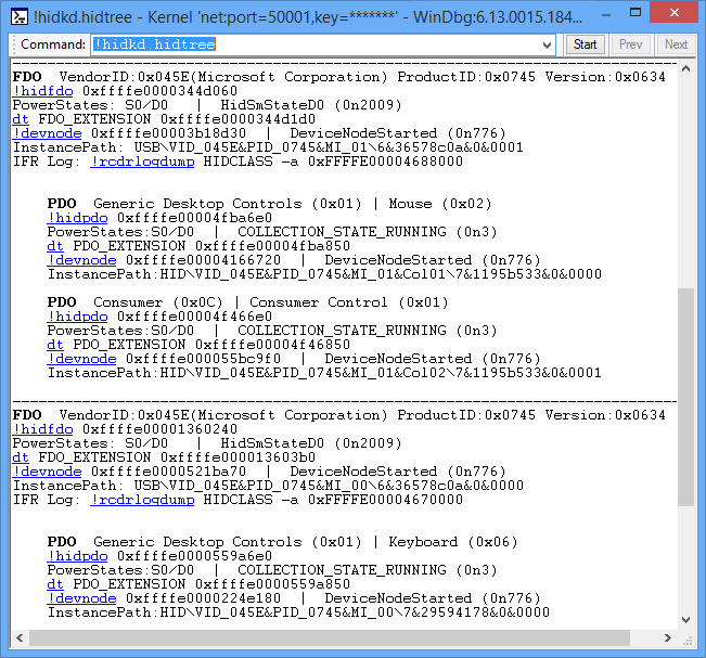 Screenshot of the output of the hidtree command.