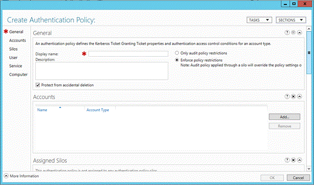 Screenshot that shows how to create a new policy.