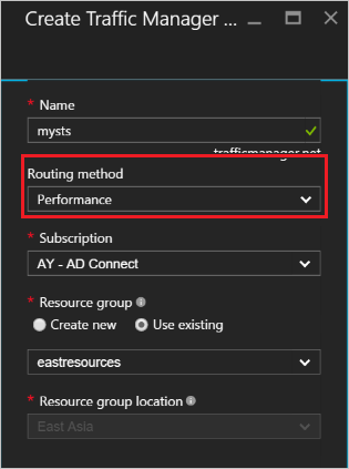 Traffic Manager profile creation