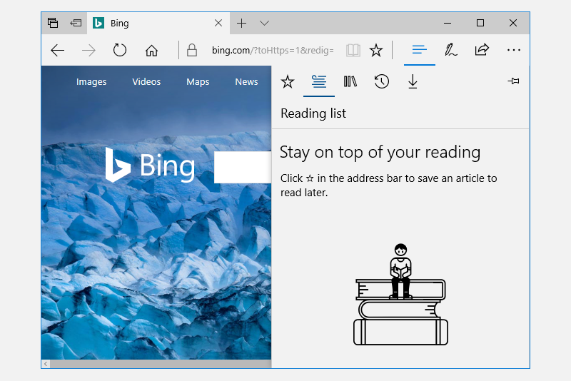 Microsoft Edge split view example