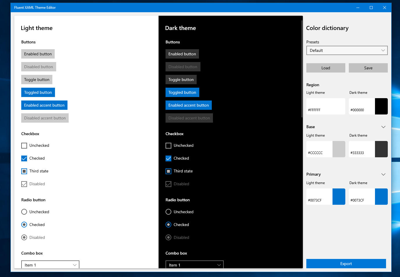 Screenshot of the Fluent XAML Theme Editor image.