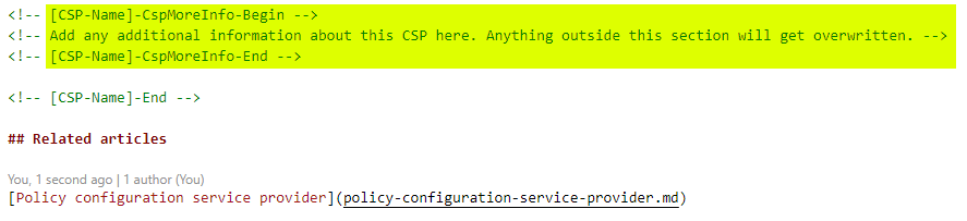 Screenshot of the CSP footer section