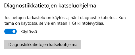 Sijainti tietojen tarkastelemisen ottamiseksi käyttöön.