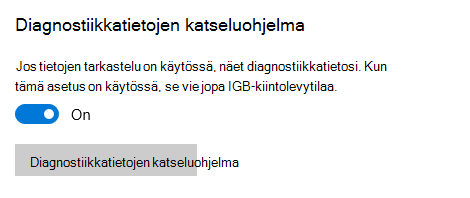 Sijainti Diagnostiikkatietojen katseluohjelman ottamiseksi käyttöön.