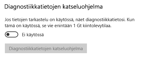 Sijainti tietojen tarkastelemisen poistamiseksi käytöstä.