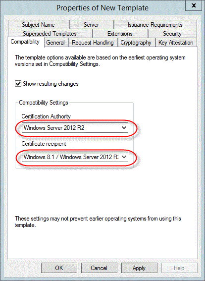 Capture d’écran mettant en évidence la liste Destinataire du certificat.