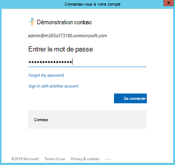 Formulaire Windows pour vous connecter à un compte Microsoft Entra.