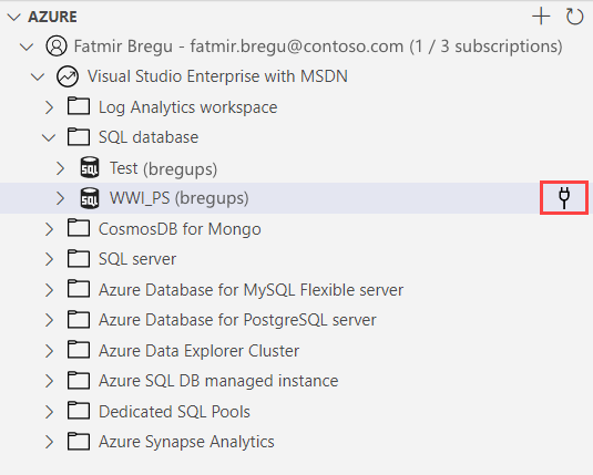 Capture de l’écran Se connecter à une ressource Azure.