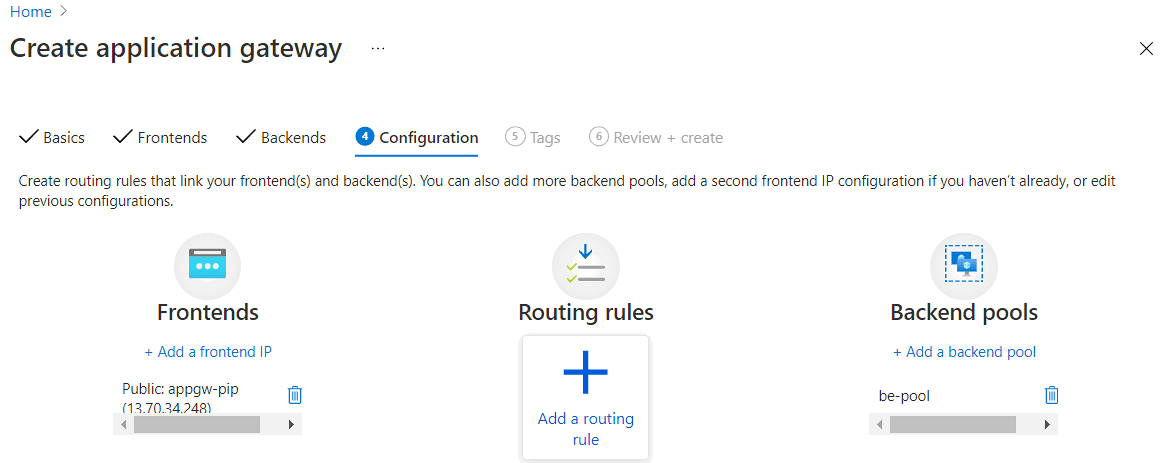 Capture d’écran de l’ajout d’une règle d’acheminement dans le paramètre de configuration.