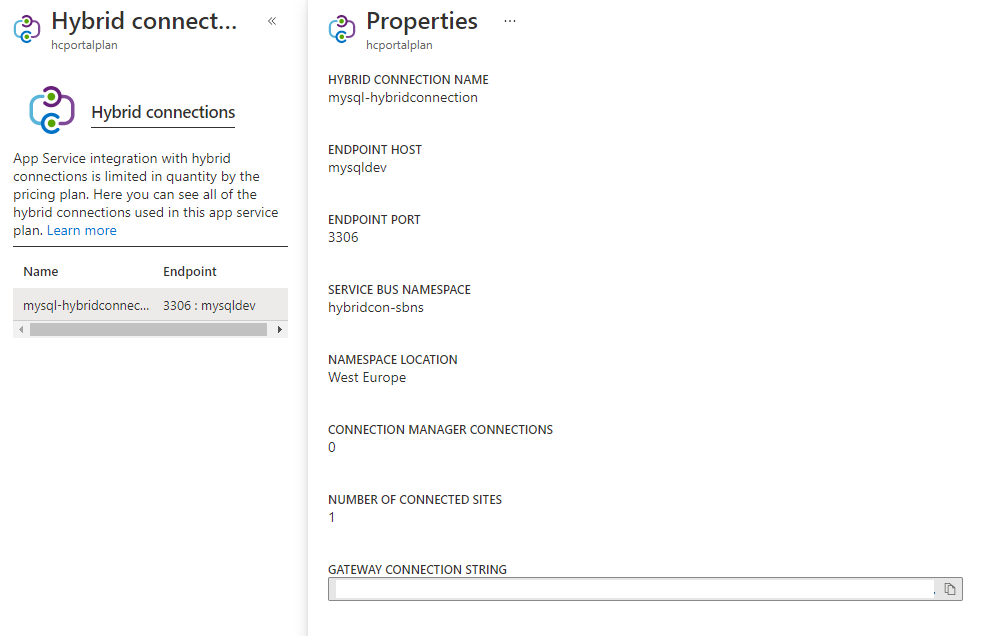 Screenshot of App Service plan properties.