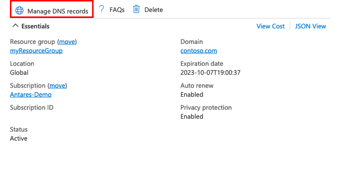 Capture d’écran montrant où accéder aux enregistrements DNS.