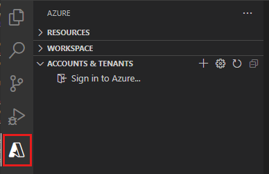 Capture d’écran de la connexion à Azure dans Visual Studio Code.