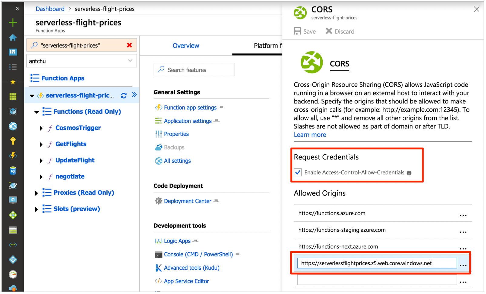 Configuration de CORS