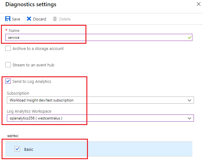 Configurez les diagnostics pour les pools élastiques.