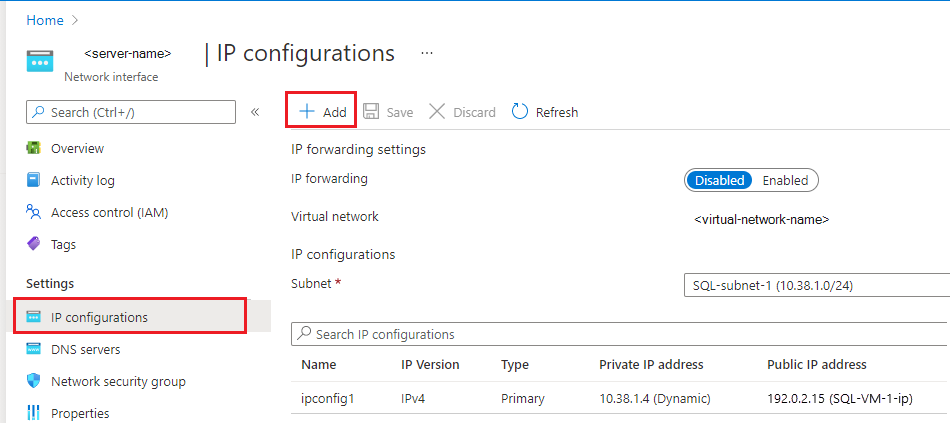 Configurations IP