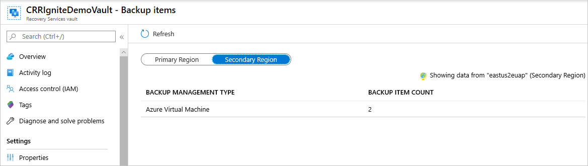 Sélectionner une région secondaire