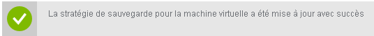 Capture d’écran montrant un message indiquant que la protection d’une machine virtuelle a réussi.