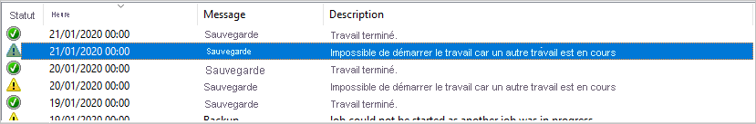 Impossible de démarrer le travail car un autre travail est en cours